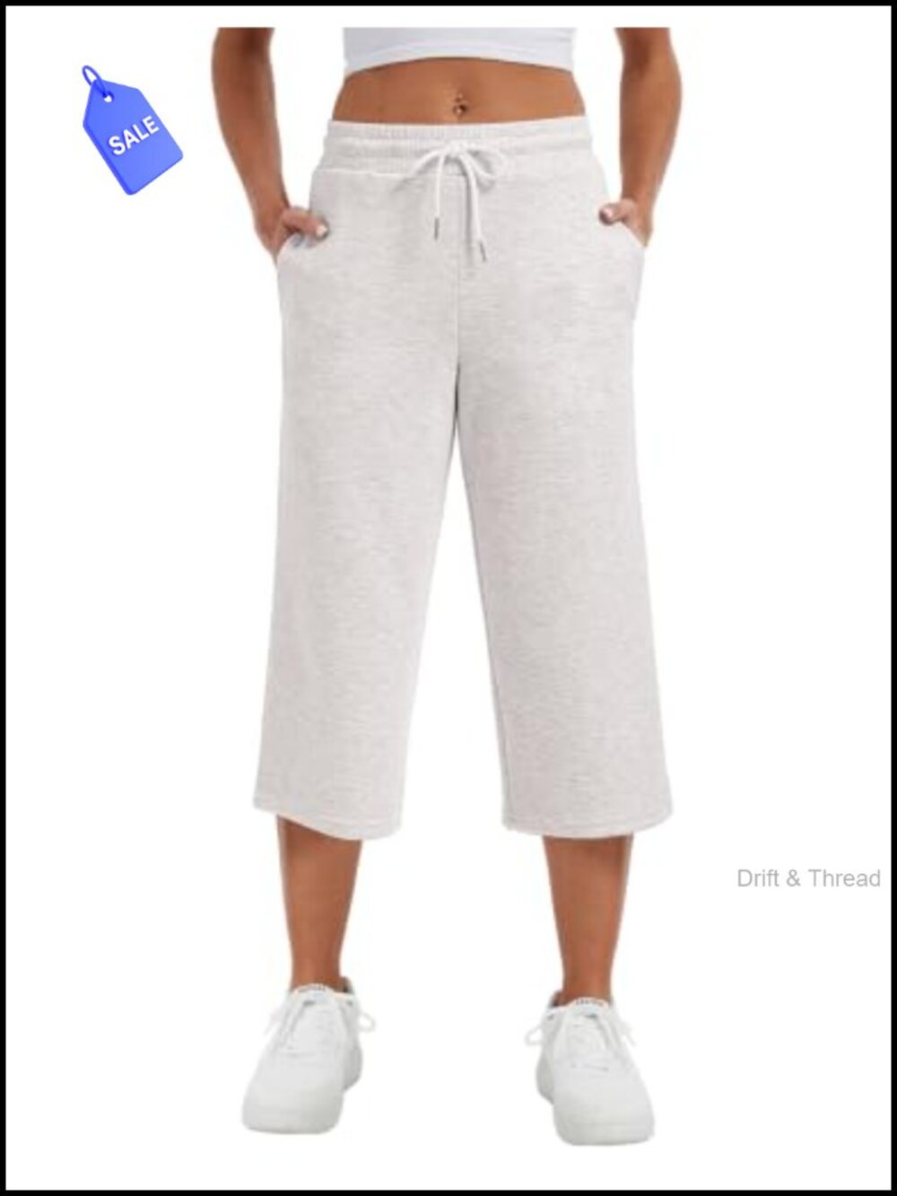 Wide Leg Capri Sweatpants Scuba High Waisted Yoga Lounge